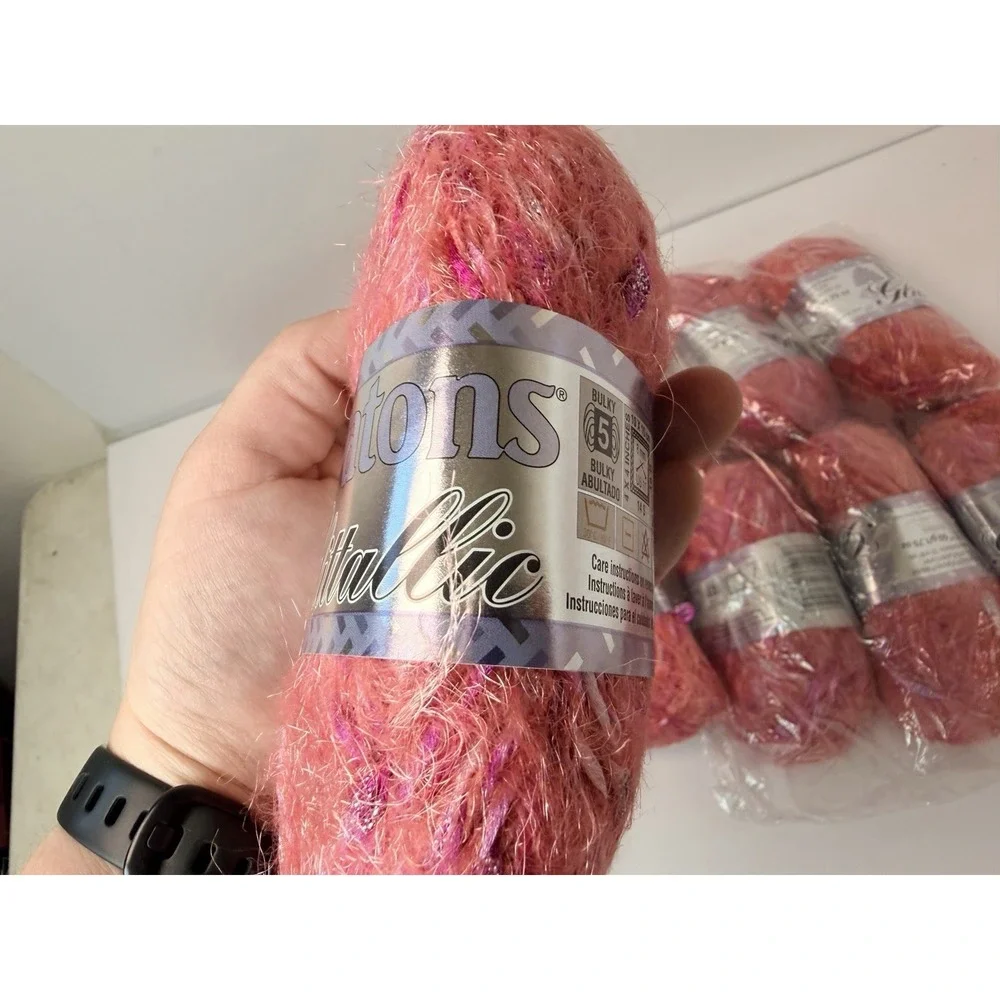 Patons Glittallic Yarn Maroon Shine Lot‎ Of 12 Metallic Glitter 50g Each